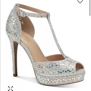 Silver embellished pumps - like new